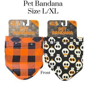 Throw Me A Bone Pet Bandana.  Set of two. Halloween.  Velcro closure.  Size L/XL